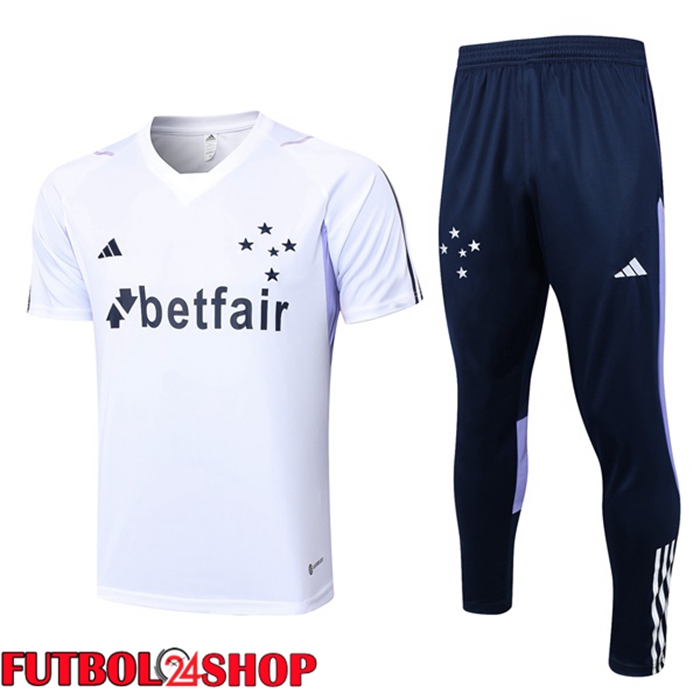 Camiseta Entrenamiento Cruzeiro EC + Pantaloni Blanco 2023/2024