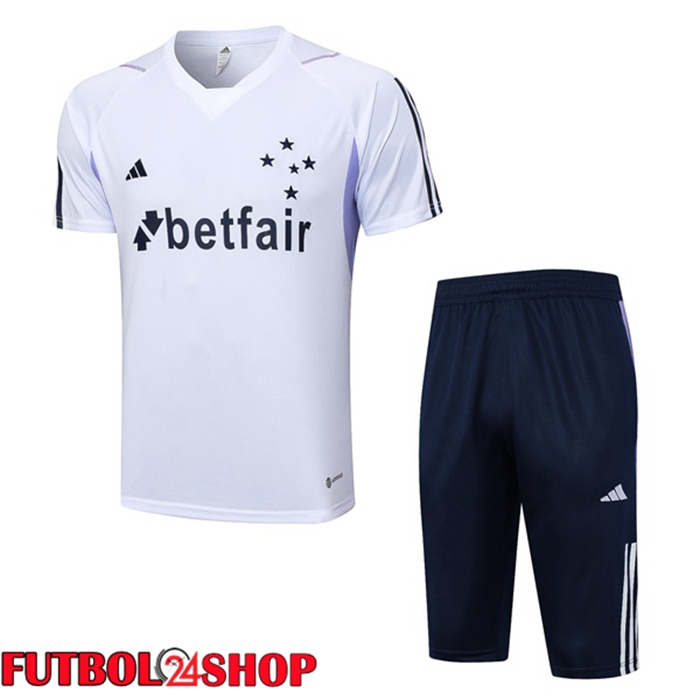 Camiseta Entrenamiento Cruzeiro EC + Pantaloncini Blanco 2023/2024