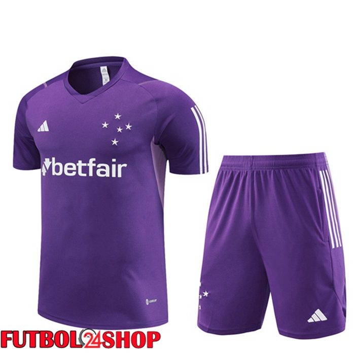 Camiseta Entrenamiento Cruzeiro EC + Pantaloncini Púrpura 2023/2024