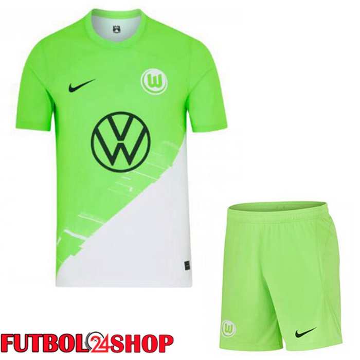 Camisetas De Futbol Vfl Wolfsburg Ninos Primera Verde 2023/2024