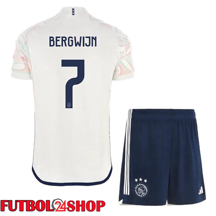 Camiseta AFC Ajax (Bergwijn 7) Ninos Segunda Blanco 2023/2024