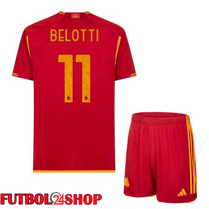 Camiseta AS Roma (BELOTTI 11) Ninos Primera Rojo 2023/2024
