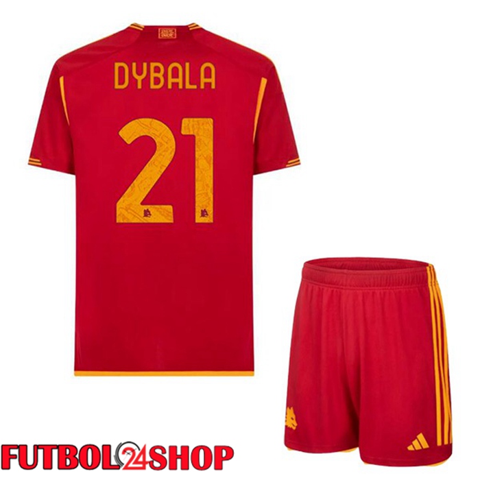 Camiseta AS Roma (DYBALA 21) Ninos Primera Rojo 2023/2024