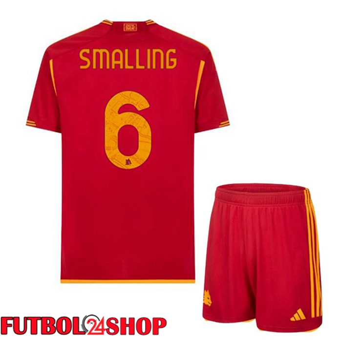 Camiseta AS Roma (SMALLING 6) Ninos Primera Rojo 2023/2024
