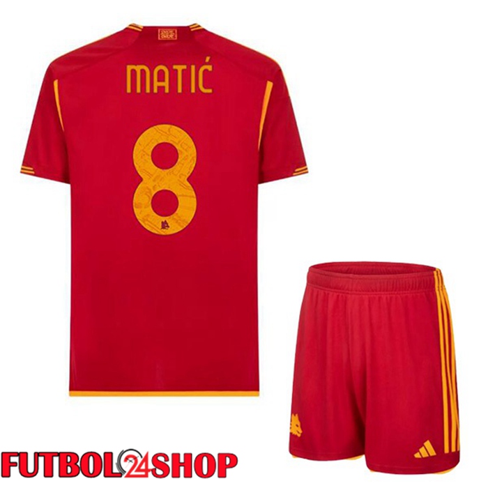 Camiseta AS Roma (MATIĆ 8) Ninos Primera Rojo 2023/2024