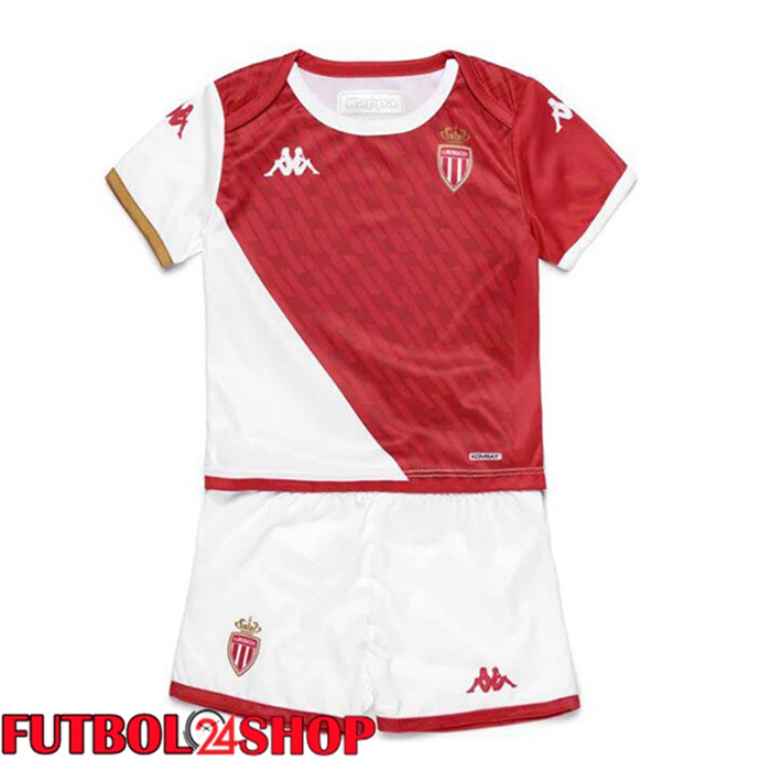 Camiseta AS Monaco Ninos Primera Blanco Rojo 2023/2024