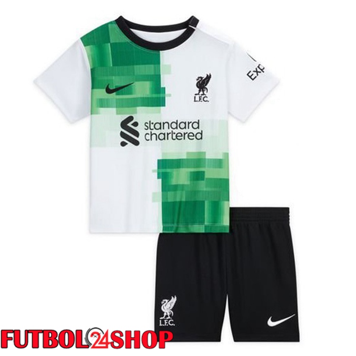 Camiseta FC Liverpool Ninos Segunda Blanco Verde 2023/2024