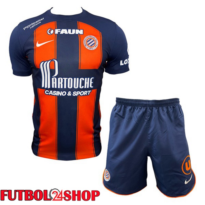 Camiseta Montpellier HSC Ninos Primera Azul Naranja 2023/2024