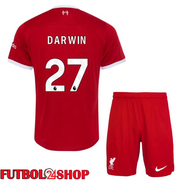 Camiseta FC Liverpool (DARWIN 27) Ninos Primera Rojo 2023/2024
