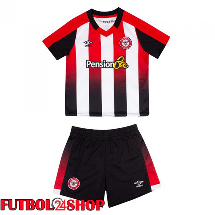 Camiseta Brentford FC Ninos Primera Rojo Blanco 2023/2025