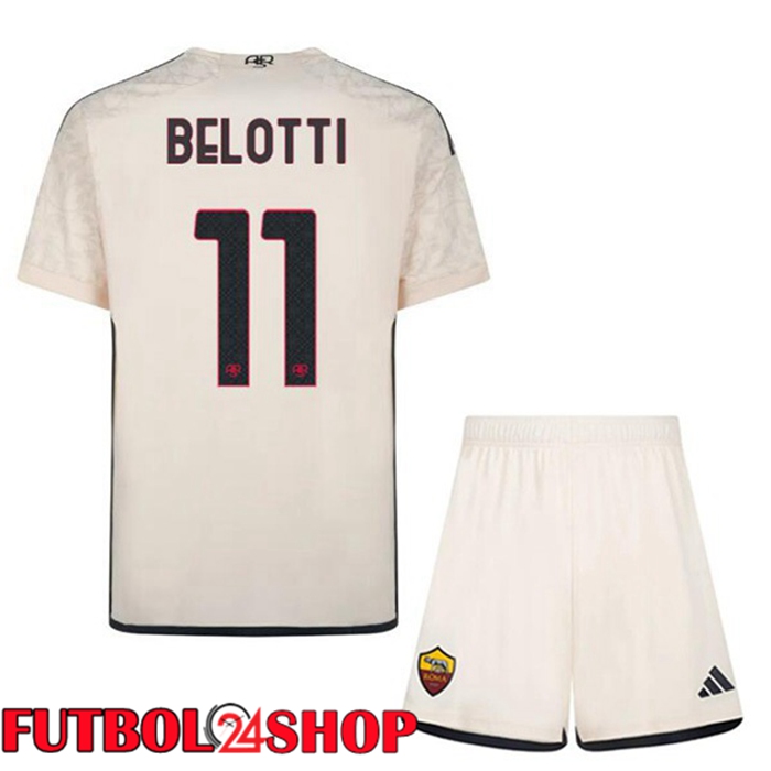 Camiseta AS Roma (BELOTTI 11) Ninos Ninos Segunda Amarillo 2023/2024