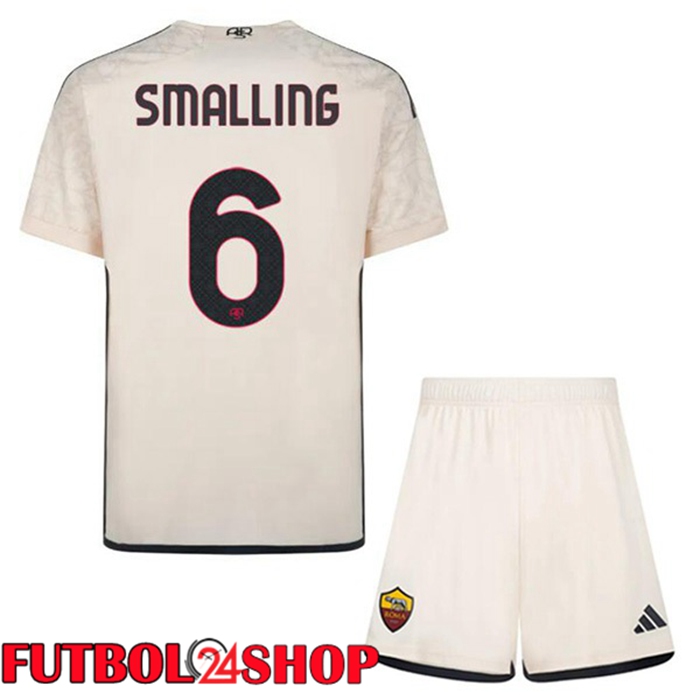 Camiseta AS Roma (SMALLING 6) Ninos Ninos Segunda Amarillo 2023/2024