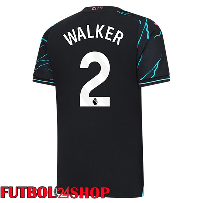 Camiseta Manchester City (Kyle Walker 2) Tercera Azul Negro 2023/2024