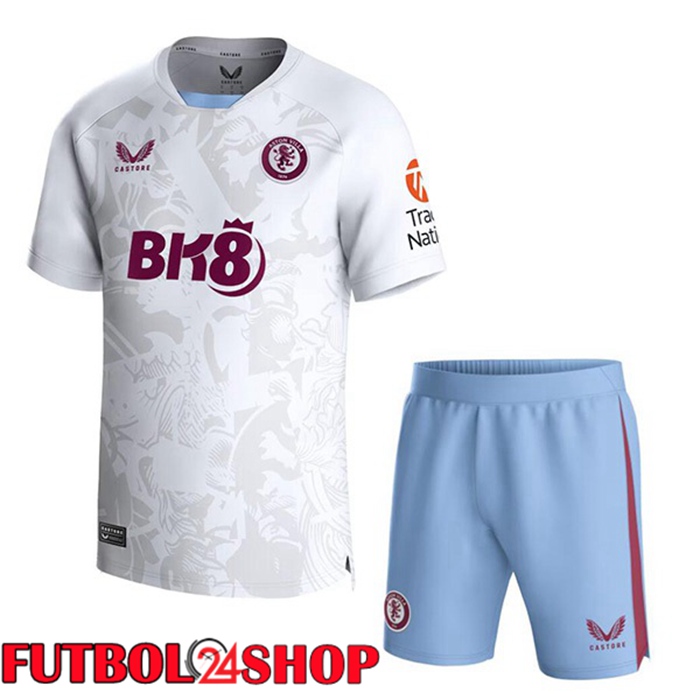 Camiseta Aston Villa Ninos Segunda Blanco 2023/2024