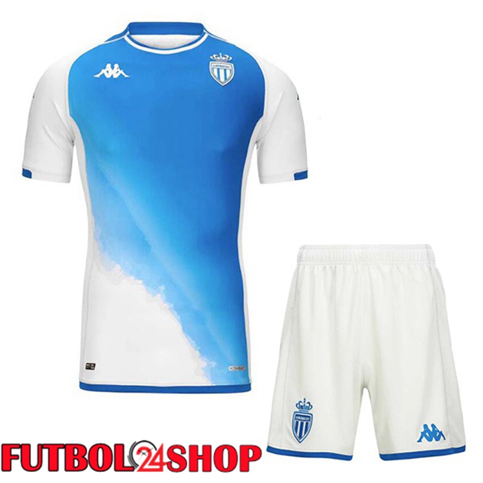 Camiseta AS Monaco Ninos Tercera Azul Blanco 2023/2024