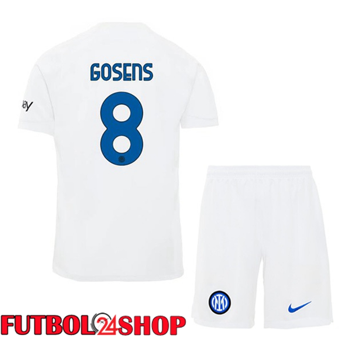 Camiseta Inter Milan (GOSENS 8) Ninos Segunda Blanco 2023/2024
