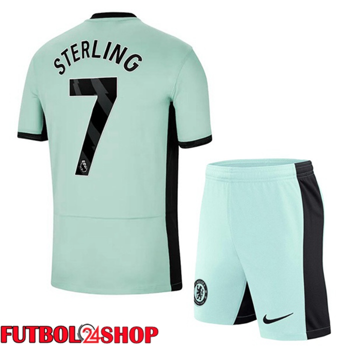 Camisetas Futbol FC Chelsea (Sterling 7) Ninos Tercera Verde 2023/2024
