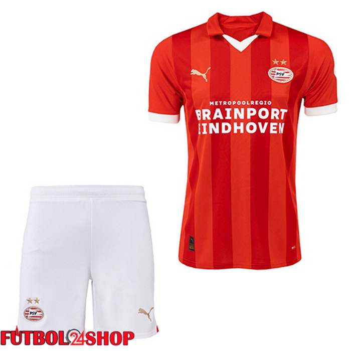 Camiseta Futbol PSV Eindhoven Ninos Primera Rojo 2023/2024