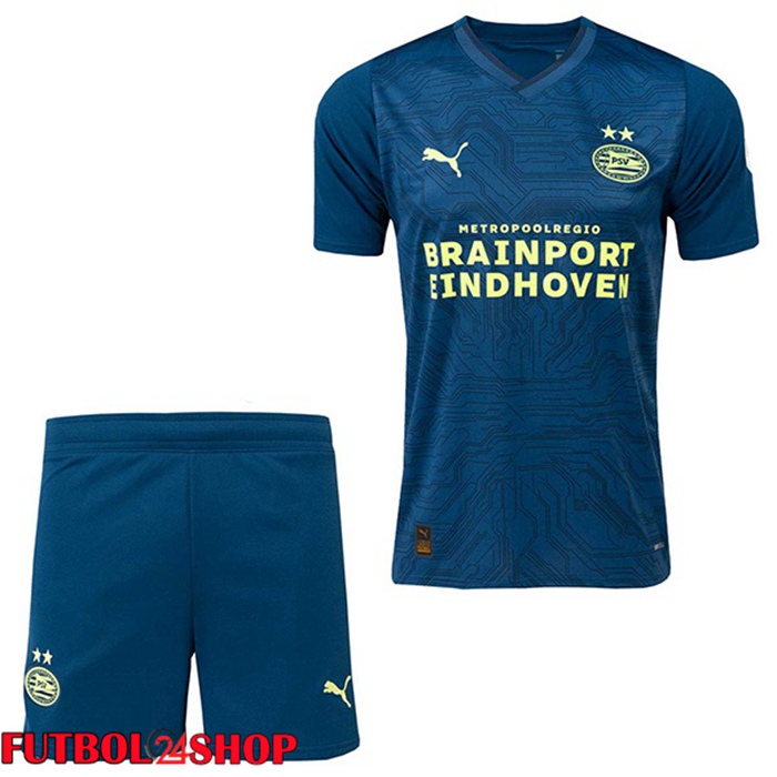 Camiseta Futbol PSV Eindhoven Ninos Tercera Blau Royal 2023/2024