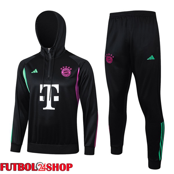 Chandal Futbol - Sudadera Con Capucha Bayern Munich Negro 2024/2025