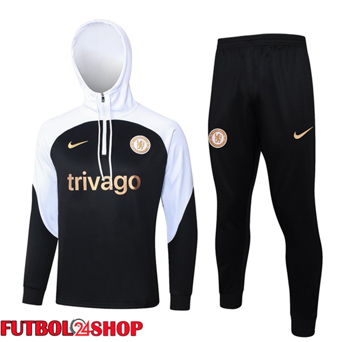 Chandal Futbol - Sudadera Con Capucha FC Chelsea Negro Blanco 2024/2025
