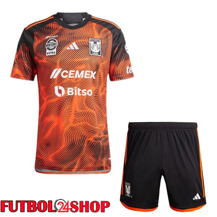 Camisetas De Futbol Tigres UANL Ninos Tercera Naranja 2024/2025