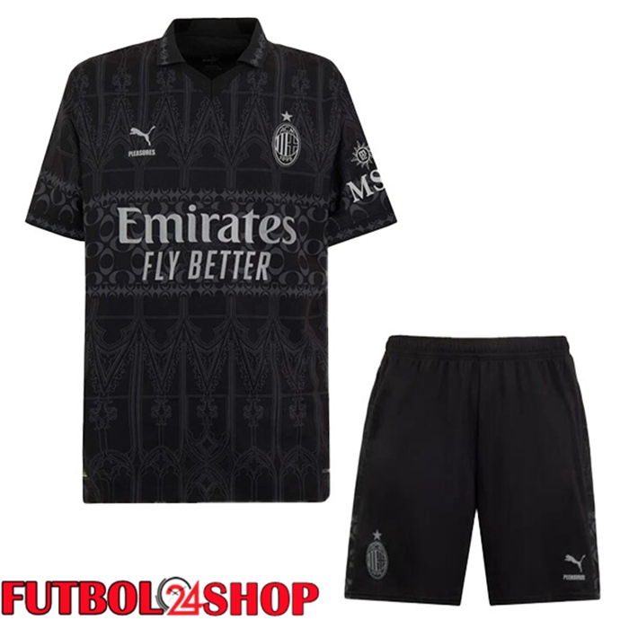 Camisetas De Futbol AC Milan Ninos Cuarta Negro 2023/2024