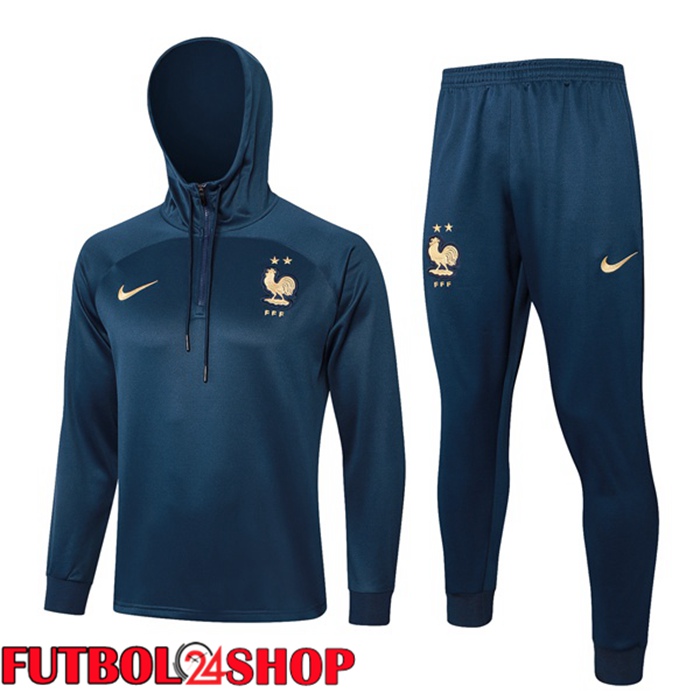 Chandal Futbol - Sudadera Con Capucha Francia Azul Real 2024/2025