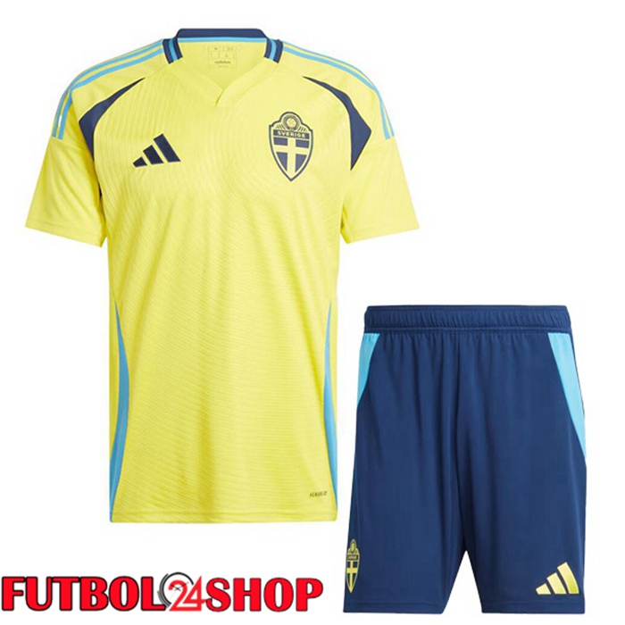 Camiseta Futbol Suecia Ninos Primera Amarillo 2024/2025