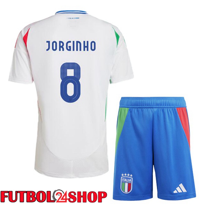 Camiseta Futbol Italia (JORGINHO 8) Ninos Segunda Blanco 2024/2025