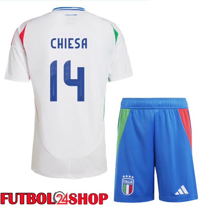 Camiseta Futbol Italia (CHIESA 14) Ninos Segunda Blanco 2024/2025
