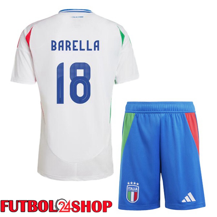 Camiseta Futbol Italia (BARELLA 18) Ninos Segunda Blanco 2024/2025