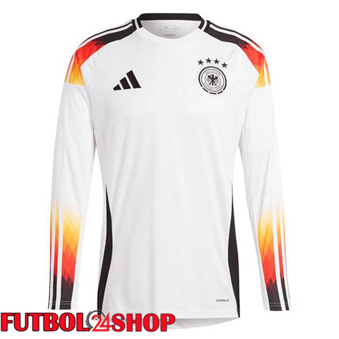 Camiseta Nacional Alemania Primera Manga Larga Blanco UEFA Euro 2024