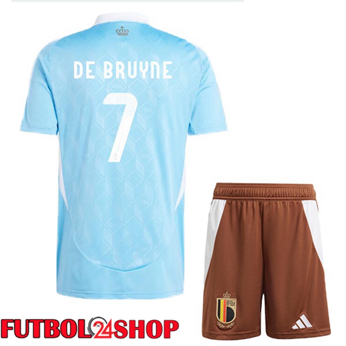 Camiseta Nacional Bélgica (DE BRUYNE 7) Ninos Segunda Azul UEFA Euro 2024