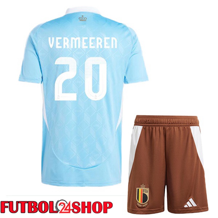 Camiseta Nacional Bélgica (VERMEEREN 20) Ninos Segunda Azul UEFA Euro 2024