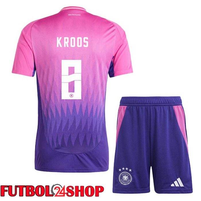 Camiseta Nacional Alemania (KROOS 8) Ninos Segunda Rosado Púrpura UEFA Euro 2024