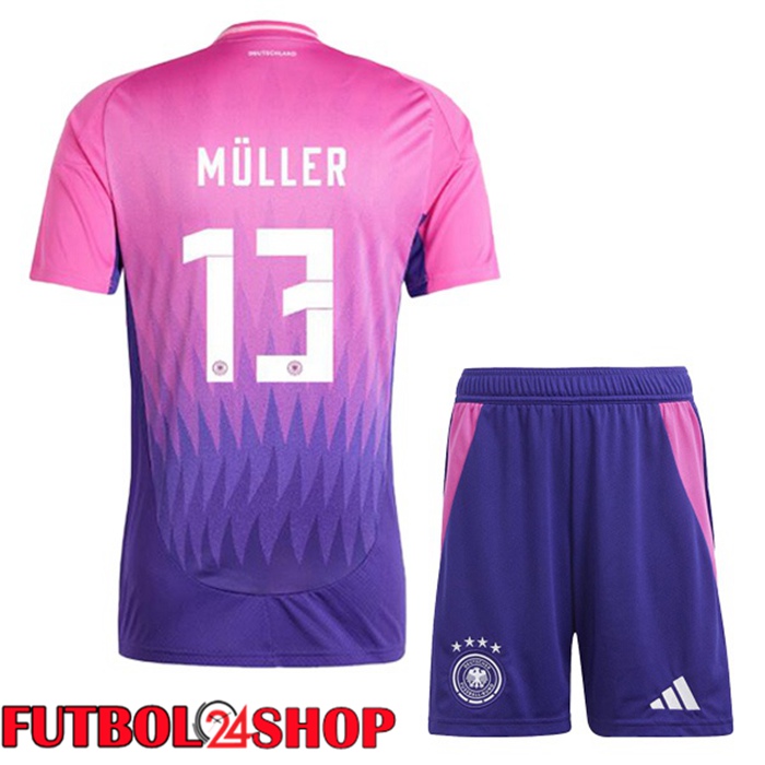 Camiseta Nacional Alemania (MÜLLER 13) Ninos Segunda Rosado Púrpura UEFA Euro 2024