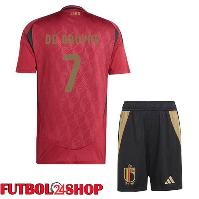 Camiseta Nacional Bélgica (DE BRUYNE 7) Ninos Primera Rojo UEFA Euro 2024