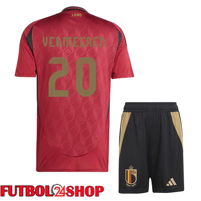 Camiseta Nacional Bélgica (VERMEEREN 20) Ninos Primera Rojo UEFA Euro 2024