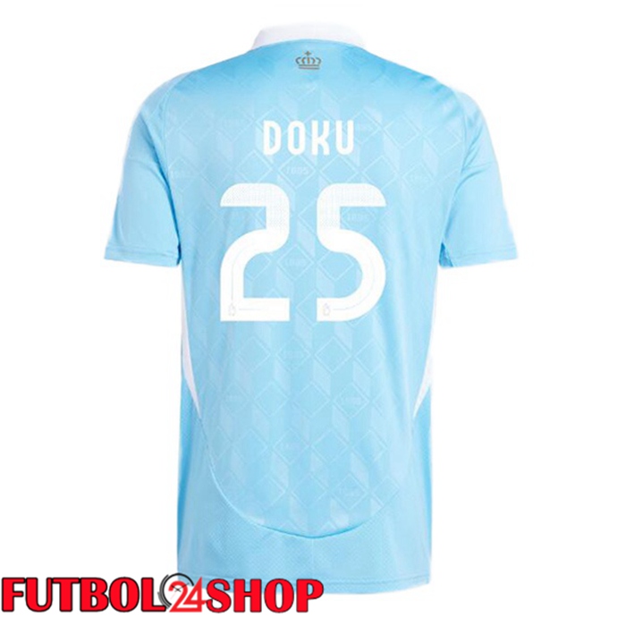 Camiseta Nacional Bélgica (DOKU 25) Segunda Azul UEFA Euro 2024