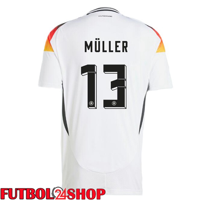 Camiseta Nacional Alemania (MÜLLER 13) Primera Blanco UEFA Euro 2024