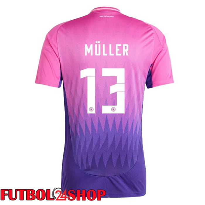 Camiseta Nacional Alemania (MÜLLER 13) Segunda Rosado Púrpura UEFA Euro 2024
