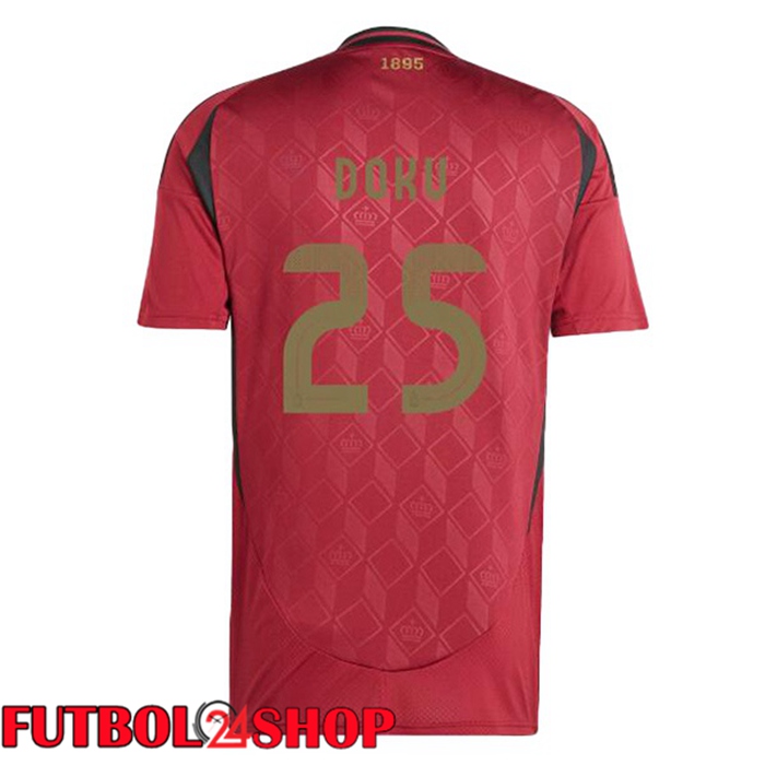 Camiseta Nacional Bélgica (DOKU 25) Primera Rojo UEFA Euro 2024