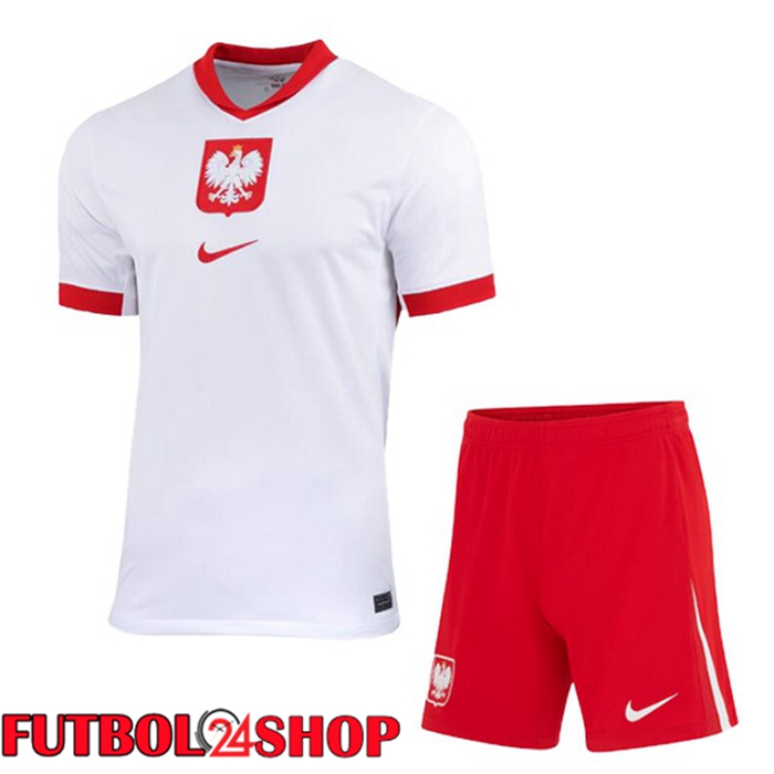 Camiseta Futbol Polonia Ninos Primera Azul Blanco 2024/2025