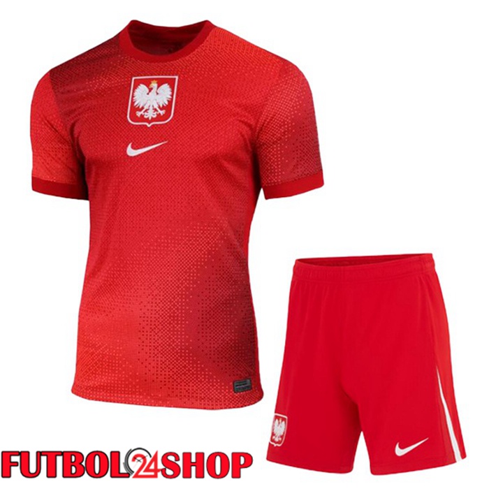 Camiseta Futbol Polonia Ninos Segunda Rojo 2024/2025