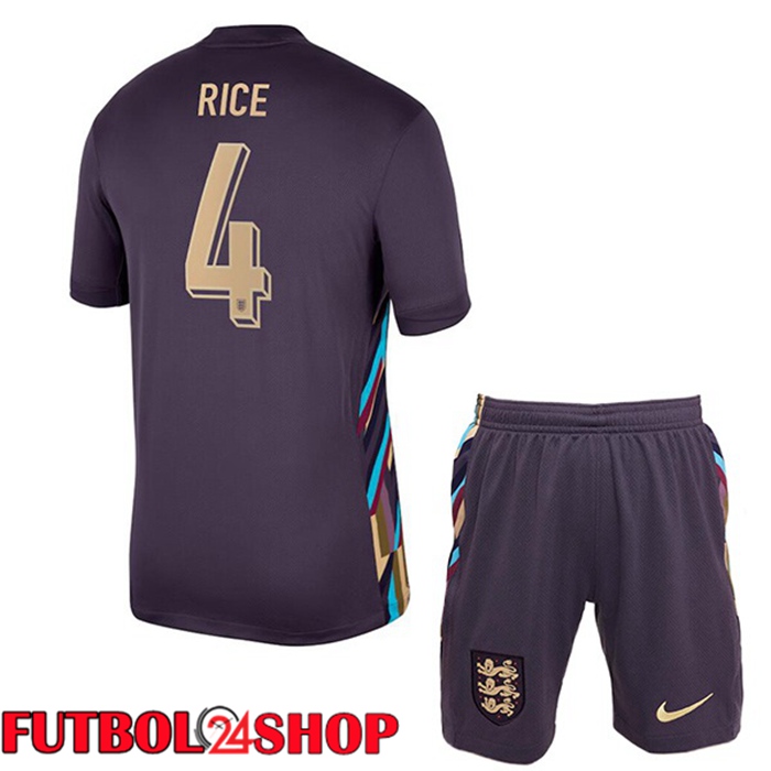 Camiseta Futbol Inglaterra (Rice 4) Ninos Segunda Púrpura 2024/2025
