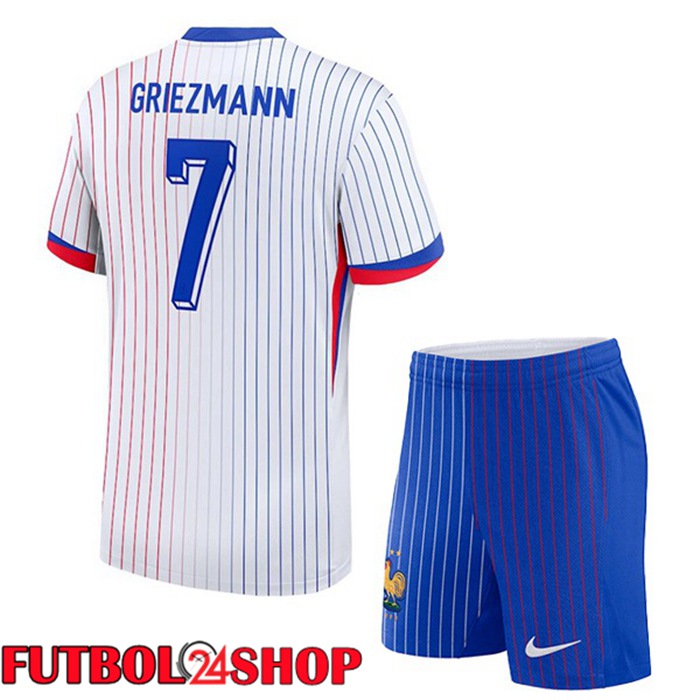 Camiseta Futbol Francia (GRIEZMANN 7) Ninos Segunda Azul Blanco 2024/2025