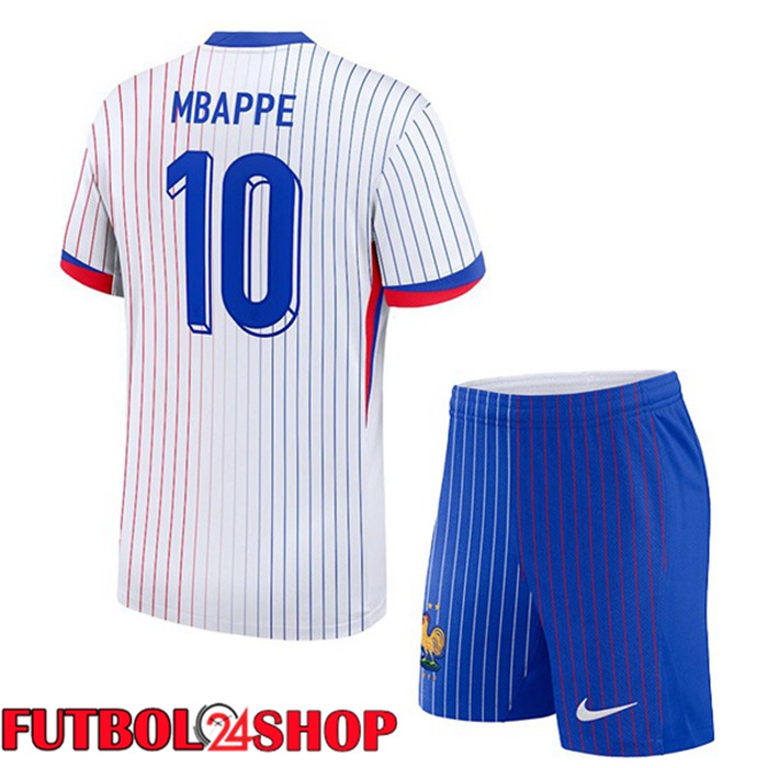 Camiseta Futbol Francia (MBAPPE 10) Ninos Segunda Azul Blanco 2024/2025