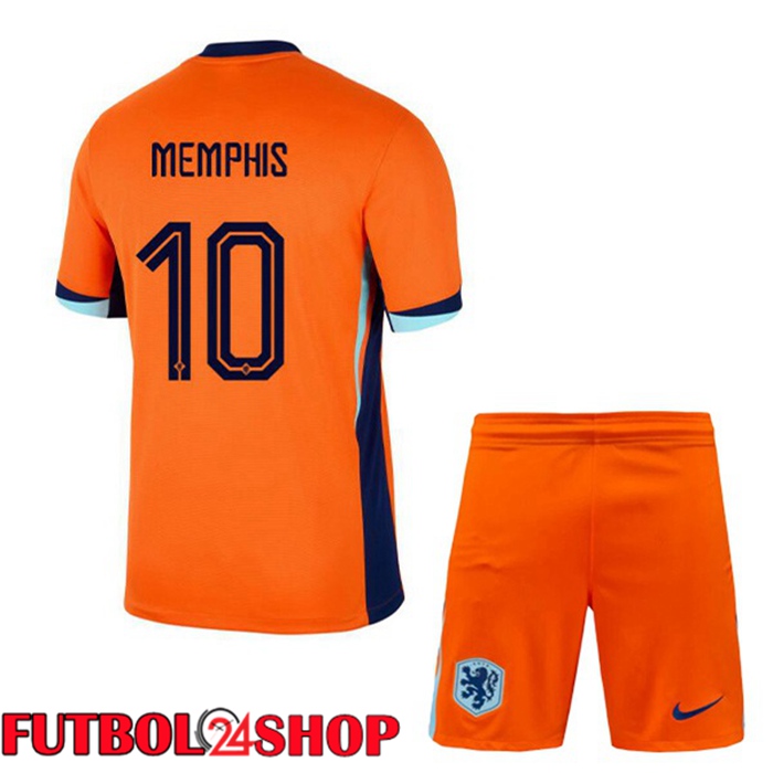 Camiseta Futbol Países Bajos (MEMPHIS 10) Ninos Primera Naranja 2024/2025