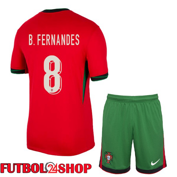 Camiseta Futbol Portugal (B. FERNANDES 8) Ninos Primera Rojo 2024/2025